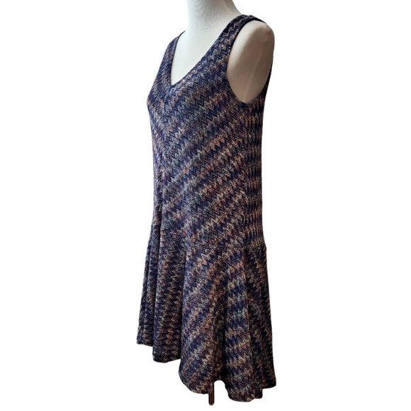 Maeve Womens Multicolor Westwater Chevron Drop Waist Slip Lined Knit Dress S - Picture 2 of 11